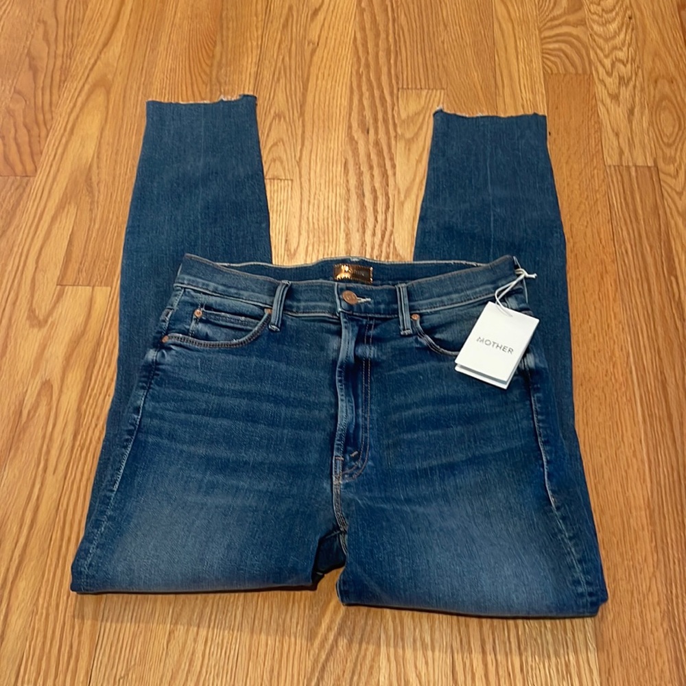 NWT MOTHER Stunner Zip Ankle Step Fray Jeans